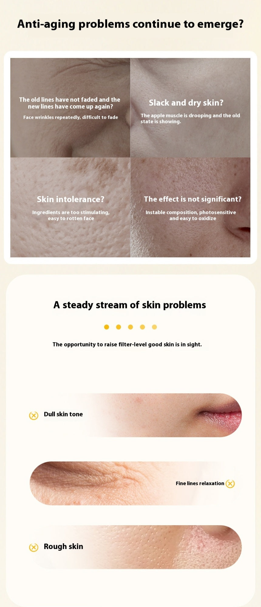 Crème visage anti-rides polypeptide raffermissante et hydratante