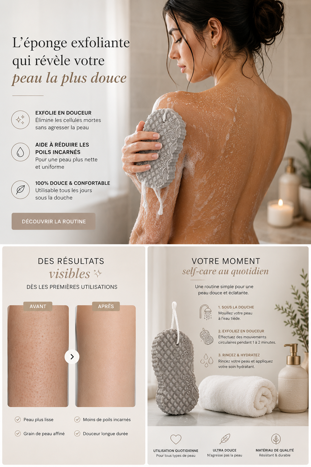 Éponge Exfoliante Douce Luxe - Offrez à Votre Peau un Éclat Inégalé